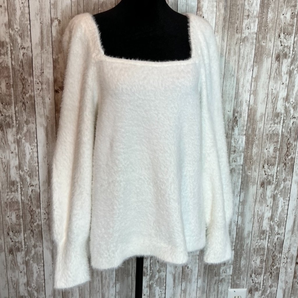 Women's H&M Square Neck Ivory Sweater Size Xxl